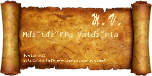 Mátéffy Valéria névjegykártya